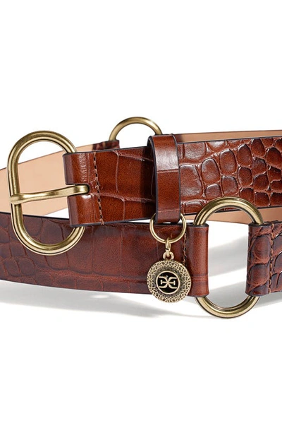 Shop Sam Edelman Croc Embossed Link Belt In Brown