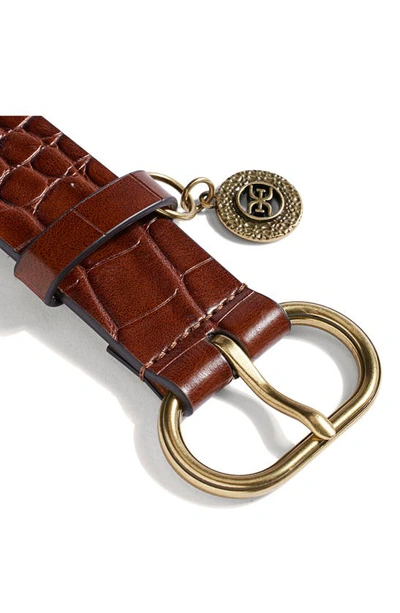 Sam Edelman Croc Embossed Link Belt In Brown