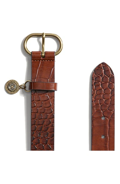 Shop Sam Edelman Croc Embossed Link Belt In Brown