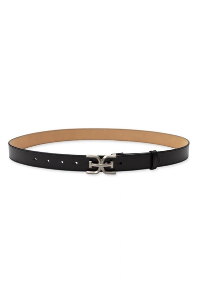 Shop Sam Edelman Logo Buckle Leather Belt In Black