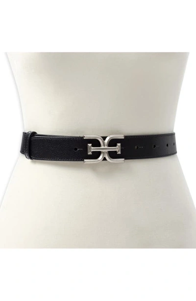 Shop Sam Edelman Logo Buckle Leather Belt In Black