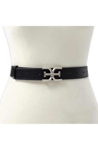 Sam Edelman Logo Buckle Leather Belt In Black