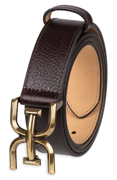 Shop Sam Edelman Logo Buckle Leather Belt In Brown
