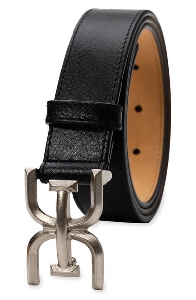 Shop Sam Edelman Logo Buckle Leather Belt In Black