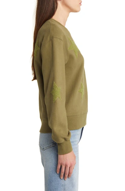 Shop Rails Sonia Star Appliqué Cotton Sweatshirt In Olive
