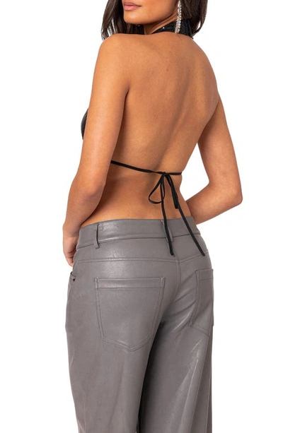 Edikted Draped Sequin Halter Top In Black