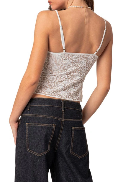 Edikted Women's Crossover Sheer Lace Tank Top In White