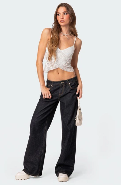 Edikted Women's Crossover Sheer Lace Tank Top In White