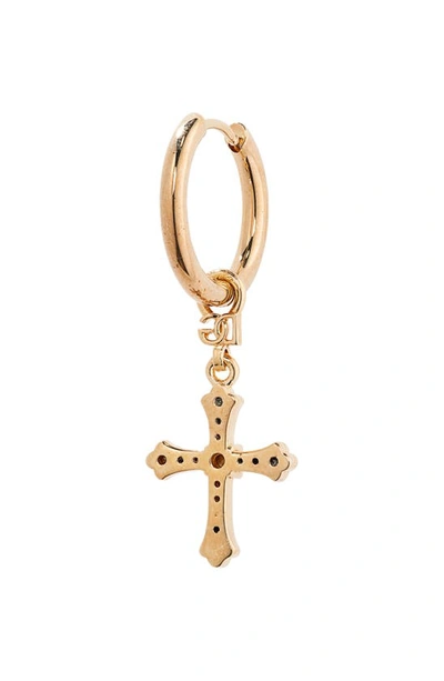 Shop Dolce & Gabbana Dna Cross Hoop Earrings In Gold