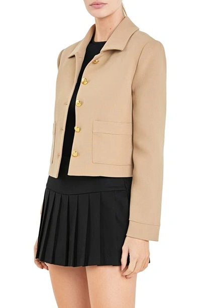 Shop English Factory Relaxed Fit Spread Collar Jacket In Camel