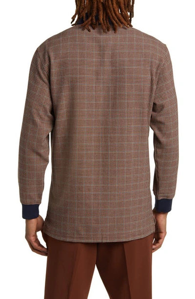 Shop Bogey Boys Script Long Sleeve Polo In Houndstooth Check