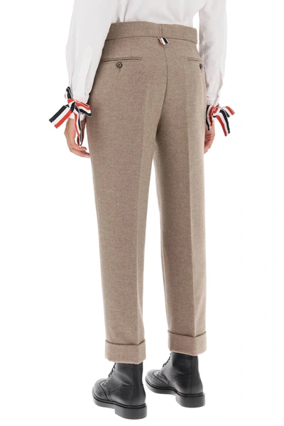 Shop Thom Browne Cropped Wool Flannel Pants