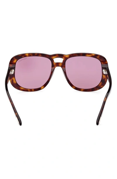Shop Tom Ford 56mm Gradient Aviator Sunglasses In Dark Havana / Violet