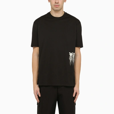 Shop Y-3 Adidas Y 3 Black Crew Neck T Shirt With Logo Blurs