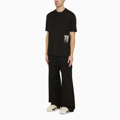 Shop Y-3 Adidas Y 3 Black Crew Neck T Shirt With Logo Blurs