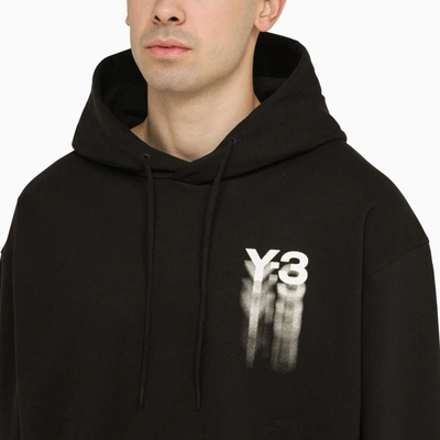 Shop Y-3 Adidas Y 3 Black Hoodie With Logo Blurs