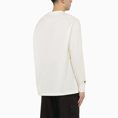 Shop Y-3 Adidas Y 3 White Crew Neck Long Sleeves T Shirt With Logo