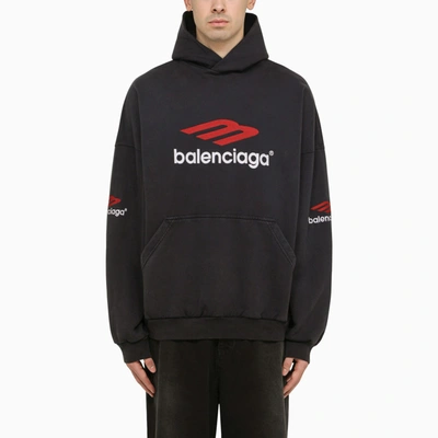 Shop Balenciaga Icon  B Sport Hoodie Black/red