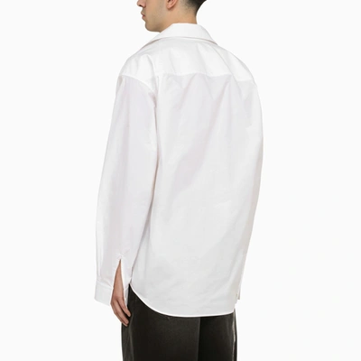 Shop Balenciaga Kick Collar Oversize Shirt White