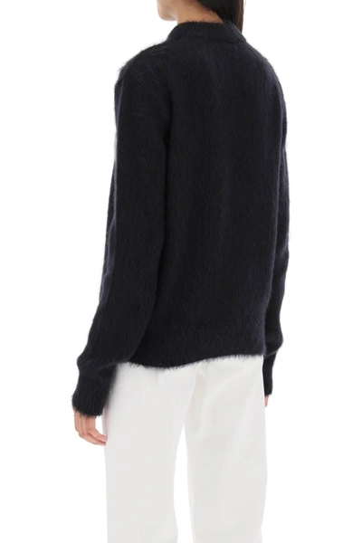 Shop Balmain Brushed Yarn Sweater With Logo