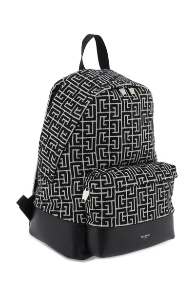 Shop Balmain Jacquard Backpack With Monogram