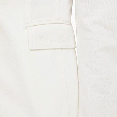 Shop Balmain White Double Breasted Cotton Jacket