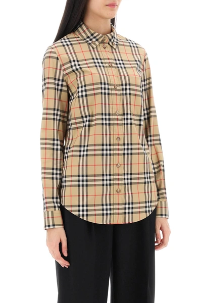 Shop Burberry Lapwing Button Down Shirt With Vintage Check Pattern