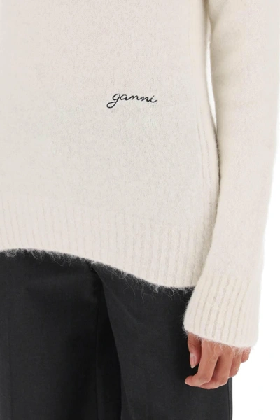 Shop Ganni Sweater In Brushed Alpaca Blend