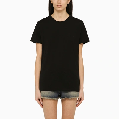 Shop Isabel Marant Black Cotton Crew Neck T Shirt With Logo