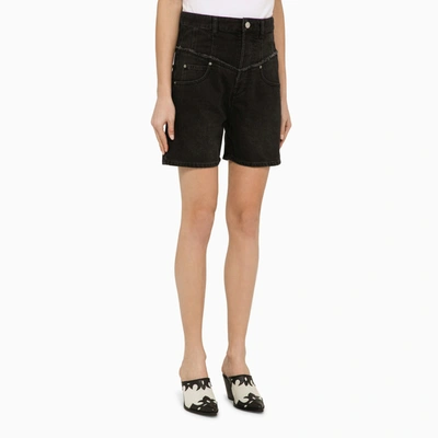 Shop Isabel Marant Black Cotton Denim Shorts