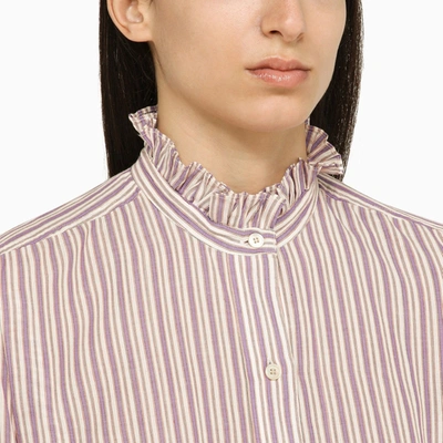 Shop Isabel Marant Étoile Lilac Striped Cotton Shirt