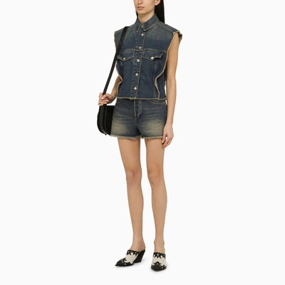 Shop Isabel Marant Tyra Blue Washed Out Denim Waistcoat