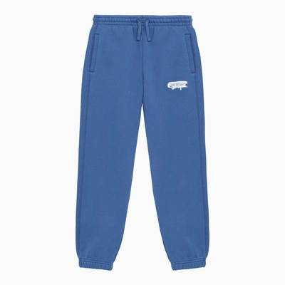 Shop Off-white Off White™ Blue Jogging Trousers With Paint Graphic Pattern