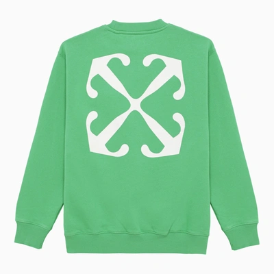 Shop Off-white Off White™ Green Cotton Sweatshirt With Logo