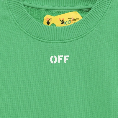 Shop Off-white Off White™ Green Cotton Sweatshirt With Logo