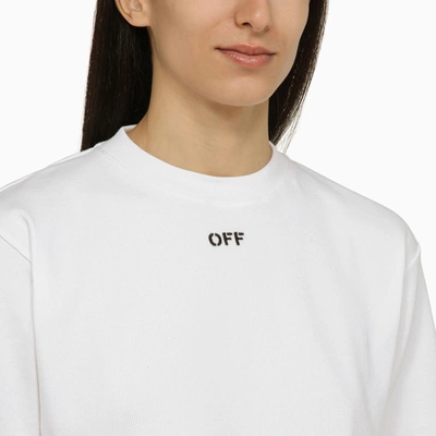 Shop Off-white Off White™ Short White Cotton T Shirt With Logo