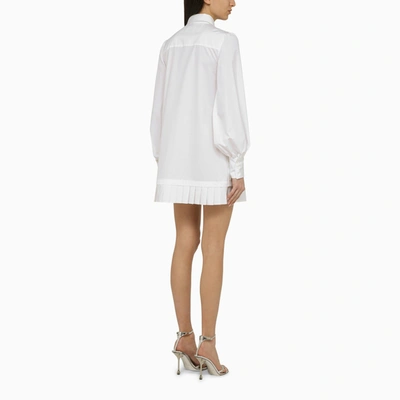Shop Off-white Off White™ White Cotton Pleated Shirt Dress