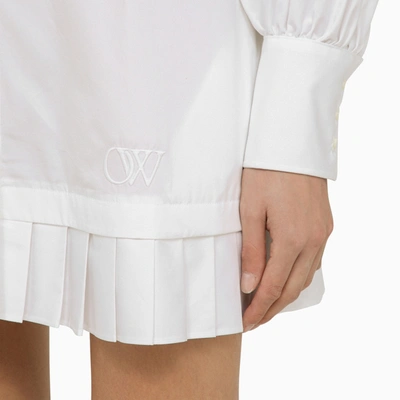 Shop Off-white Off White™ White Cotton Pleated Shirt Dress