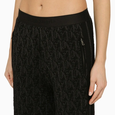 Shop Palm Angels Black Viscose Trousers With Logo