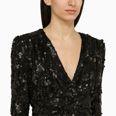 Shop Rotate Birger Christensen Black Recycled Polyester Mini Dress With Sequins