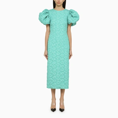 Shop Rotate Birger Christensen Turquoise Midi Dress In Recycled Polyester
