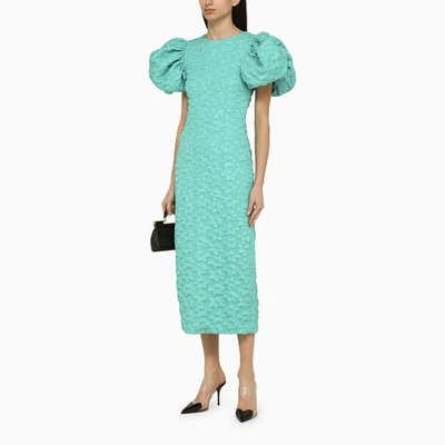 Shop Rotate Birger Christensen Turquoise Midi Dress In Recycled Polyester