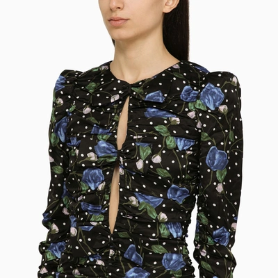 Shop Rotate Birger Christensen Viscose Mini Dress With Floral Pattern