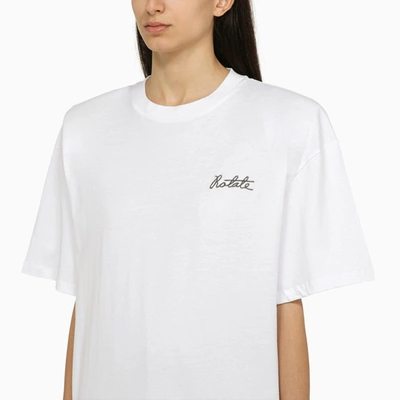 Shop Rotate Birger Christensen White Cotton Oversize T Shirt With Padded Shoulder Straps