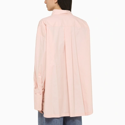 Shop Attico The  Pink Poplin Shirt With Logo Embroidery