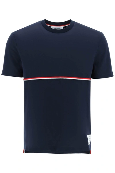 Shop Thom Browne T Shirt With Tricolor Pocket