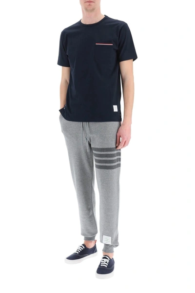 Shop Thom Browne T Shirt With Tricolor Pocket