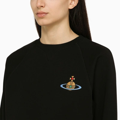 Shop Vivienne Westwood Black Cotton Crew Neck Sweater With Logo