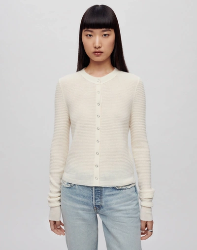 Shop Re/done Waffle Slim Cardigan In Xs