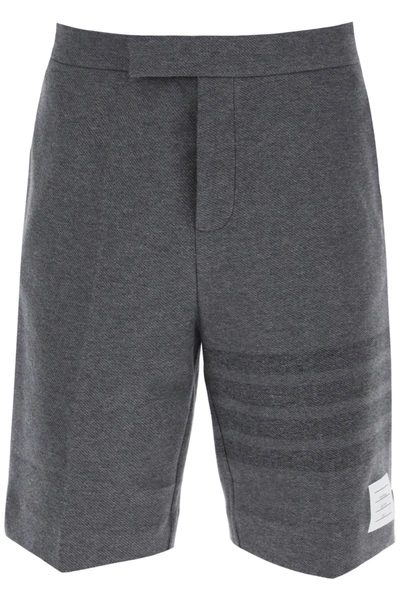 Shop Thom Browne Shorts With 4 Bar Motif In Grey